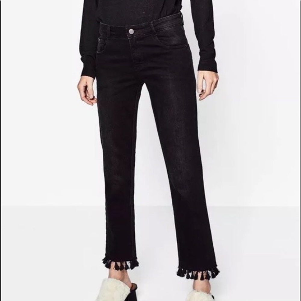 Zara black tassel jeans